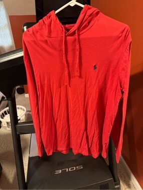 Polo by Ralph Lauren Red Hooded Long Sleeve Shirt